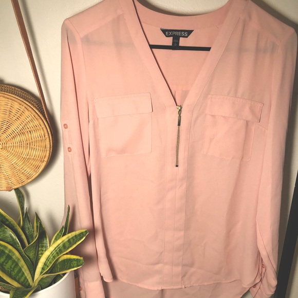 Express - Chiffon Blouse with Gold Zipper - Picture 1 of 3